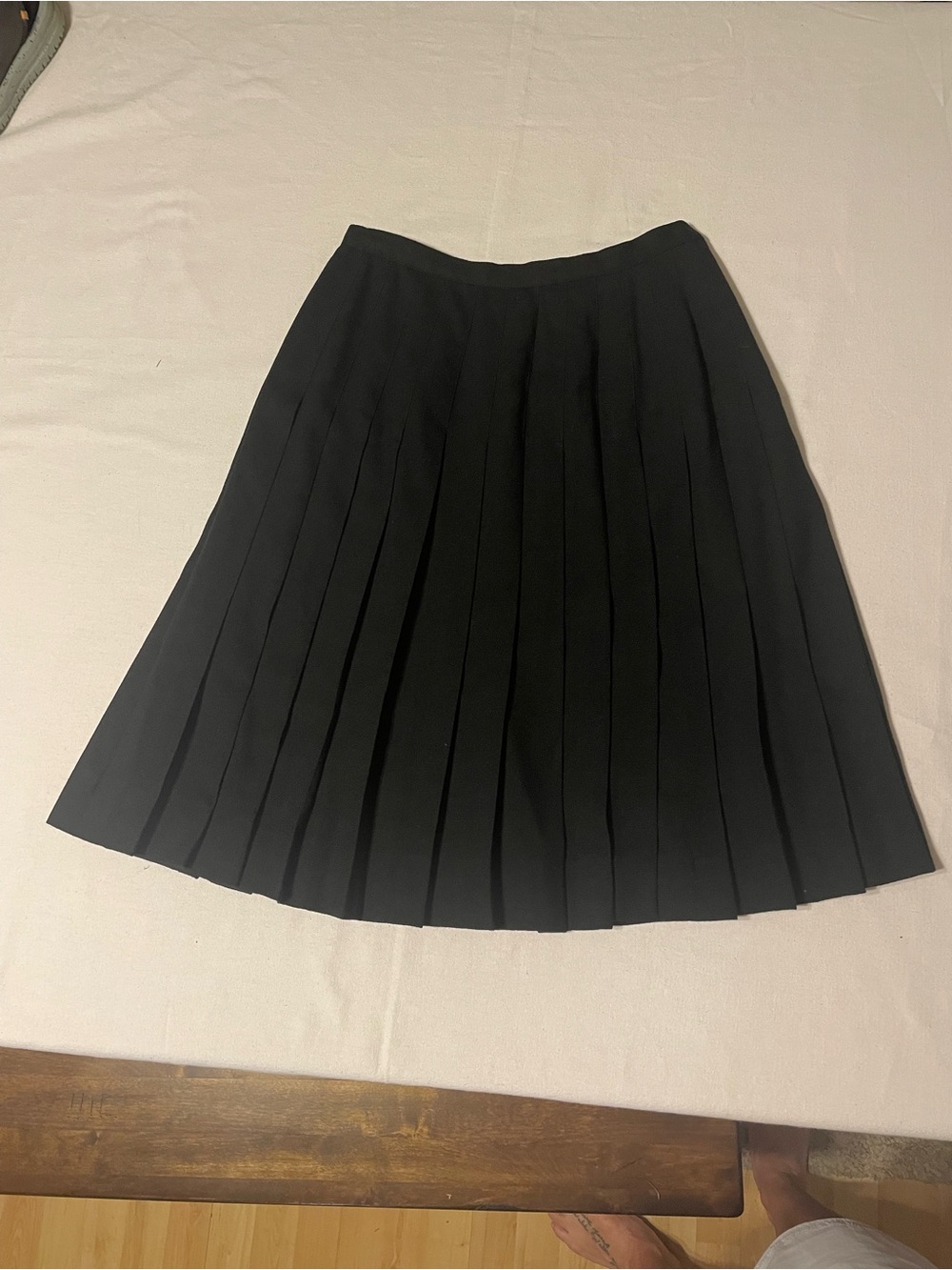 Black Pleated A-Line Skirt